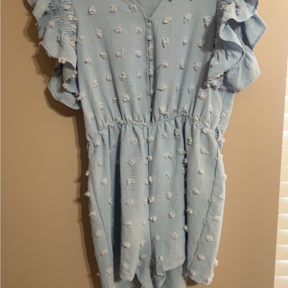 Light Blue Ruffle Sleeve romper